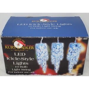 Kurt S. Adler Indoor LED Icicle-Style Lights 10 Bulb String w/Mounting Clips VTG